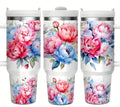Soft Blue and Red Roses Insulated 40 oz Stainless Steel Travel Mug